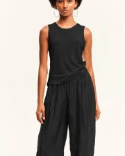 SOFT SHADOWS TROUSERS WITH ELASTIC WAIST black – Obrázok 2