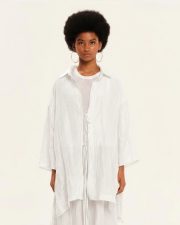 SOFT SHADOWS LONG SHIRT WITH 3/4 SLEEVES off white