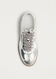 Tb.490 Rife Shimmer Silver Cream Leather Trainers - Image 8
