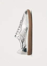 Tb.490 Rife Shimmer Silver Cream Leather Trainers - Image 7