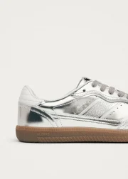 Tb.490 Rife Shimmer Silver Cream Leather Trainers - Image 5
