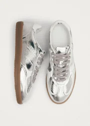 Tb.490 Rife Shimmer Silver Cream Leather Trainers - Image 4