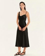 MAGICALITY COCKTAIL DRESS WITH DRAPED NECKLINE, black, size S - Image 3