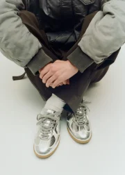 Tb.490 Rife Shimmer Silver Cream Leather Trainers - Image 6