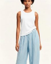 SOFT SHADOWS TROUSERS WITH ELASTIC WAIST horizon ciel – Obrázok 2