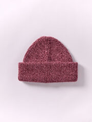 Soft Wool Chunky Beanie Hat, Burgundy/Pink Marl