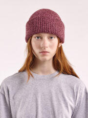 Soft Wool Chunky Beanie Hat, Burgundy/Pink Marl - Image 3