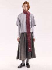 Mini Soft Wool Scarf, Burgundy/Pink Marl - Image 2