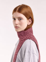 Mini Soft Wool Scarf, Burgundy/Pink Marl - Image 5