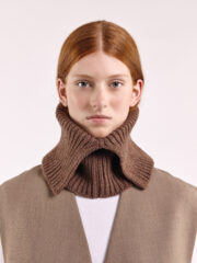 Wool Folded Neck Warmer, Brown - Image 2