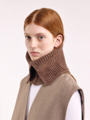 Wool Folded Neck Warmer, Brown - Image 3