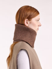 Wool Folded Neck Warmer, Brown - Image 5