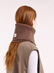 Wool Folded Neck Warmer, Brown - Image 4