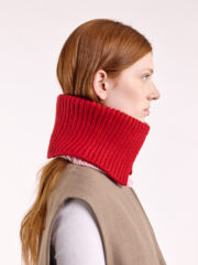 Wool Folded Neck Warmer, Red/Rose – Obrázok 3