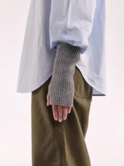 Soft Wool Fingerless Gloves, Flannel Grey – Obrázok 3