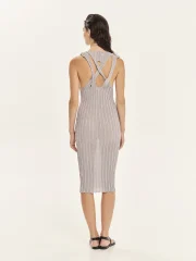 SPARKLING NIGHTS KNIT MIDI DRESS silver ninemia grey S – Obrázok 4