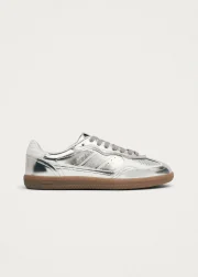 Tb.490 Rife Shimmer Silver Cream Leather Trainers