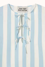 Wide-Striped Dress with Puff Sleeves - Image 4
