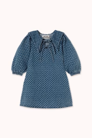 Puff-Sleeve Denim Dress